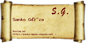 Sanko Géza névjegykártya